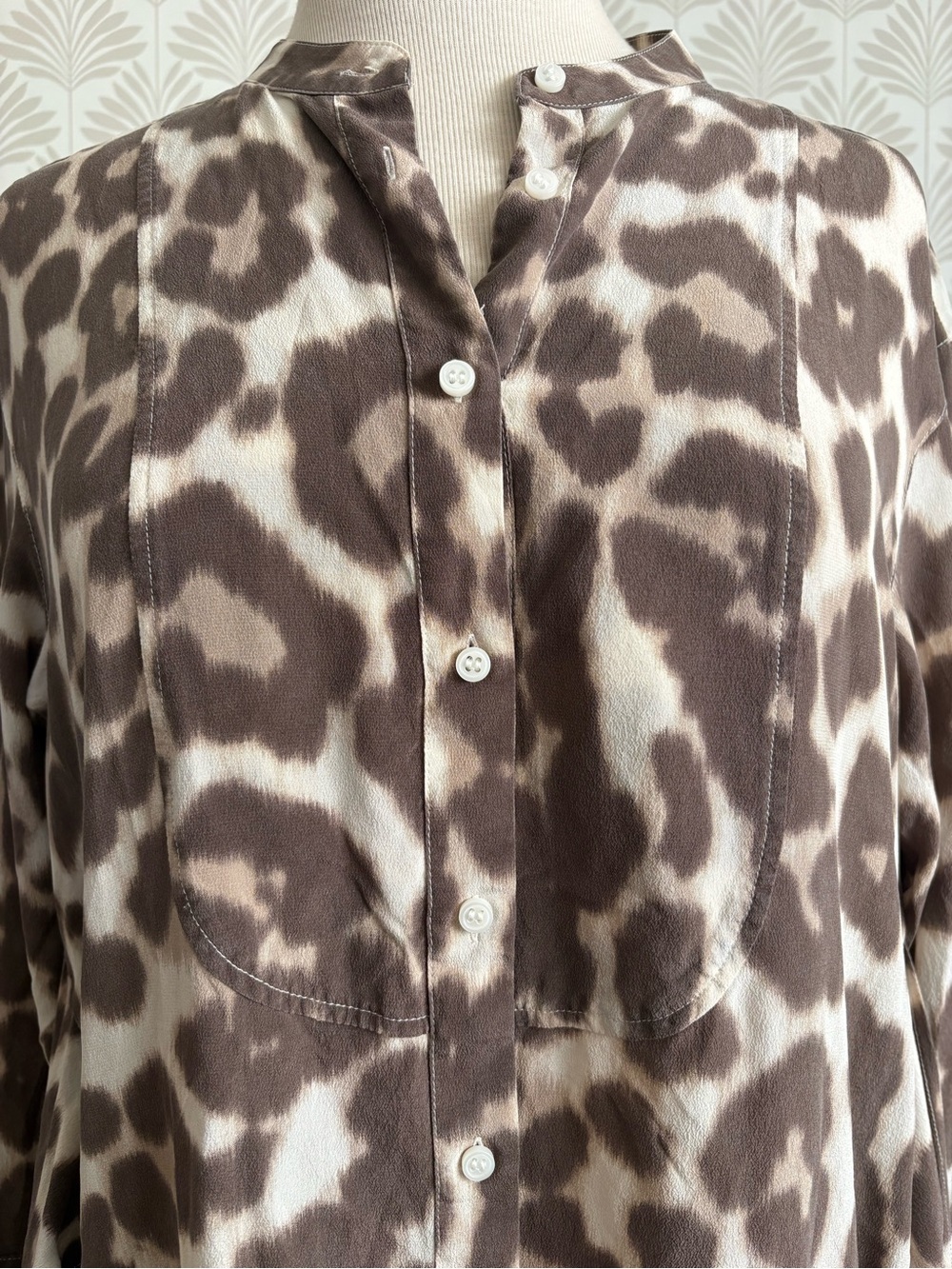 J. Crew Tie-Front Silk Shirt-Dress In Dusty Leopard - Picture 5 of 7